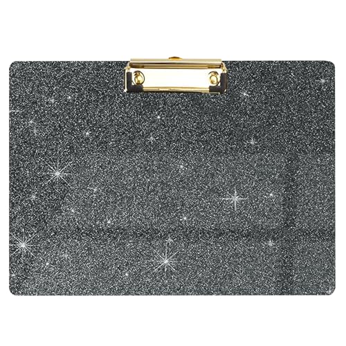 Glitzer-Acryl-Klemmbrett, horizontal, A4-Buchstaben, Standardgröße, niedliche Klemmbretter mit niedrigem Profil-Clip zum Zeichnen, Büro-Kunstbedarf, Schwarz (22,9 x 31,8 cm) von Geniershy