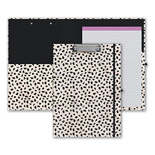 Klemmbrett mit Leopardenmuster, nachfüllbar, liniert, Notizblock und Innentasche für Büro, stilvolles A4-Clipfolio, Geparden-Punkte von Geniershy