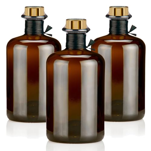 3 Apothekerflaschen braun 500ml leer schwarz antik Profiset Korken gold, Flaschenkapseln & Geschenkband, Braunglas Flaschen 0,5L für Öl, Gin, Kräuter Schnaps uvm. 3 Apothekerflaschen braun 500ml leer schwarz antik Profiset Korken gold, Flaschenkapseln & Geschenkband, Braunglas Flaschen 0,5L für Öl, Gin, Kräuter Schnaps uvm. von Geniess-Bar!