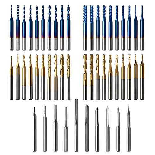 Genmitsu 50 Stück Hartmetall CNC Fräser-Satz, 1/8 Zoll Schaft 2-Flute Schaftfräser, Kugelfräser & Spiralfräser, PCB Drill Router Bits & V-Groove Gravierfräser, MC50A Genmitsu 50 Stück Hartmetall CNC Fräser-Satz, 1/8 Zoll Schaft 2-Flute Schaftfräser, Kugelfräser & Spiralfräser, PCB Drill Router Bits & V-Groove Gravierfräser, MC50A von Genmitsu