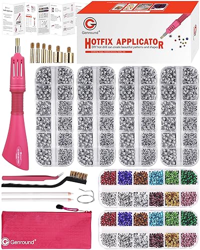 Genround Hotfix Applikator mit 8280 Stück Strassstein, Hot Fix Strass Applikator Tool Kit für Stoff Craft Genround Hotfix Applikator mit 8280 Stück Strassstein, Hot Fix Strass Applikator Tool Kit für Stoff Craft von Genround