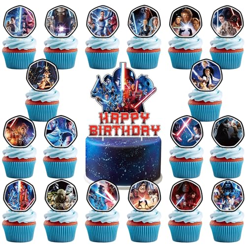 Das 37-teilige Star-Wars-Kuchendekorationsset beinhaltet 1 großen Kuchenaufsatz, 36 Cupcake-Topper für Geburtstagsparty-Dekoration mit Star Wars-Thema (Star Wars) von Genshii