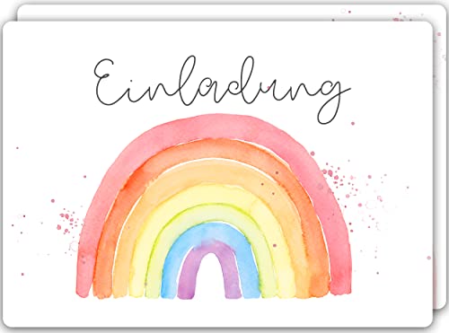 Gentle North 15 x Einladungskarten Kindergeburtstag (A6) - Regenbogen Partyeinladungen zum Kinder Geburtstag für Jungen, Mädchen, Jugendliche & Teenager - Einladungen zur Geburtstagsfeier von Gentle North