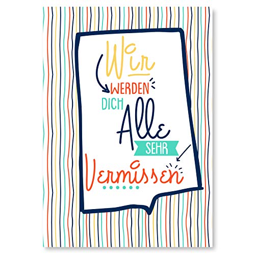 Abschiedskarte Kollegen (Groß A4 XXL Klappkarte) - Glückwunschkarte als Geschenk zur Rente oder Jobwechsel - Karte zum Abschied für Ruhestand - Grußkarte für Kollege oder Kollegin - Stripes von Gentle North