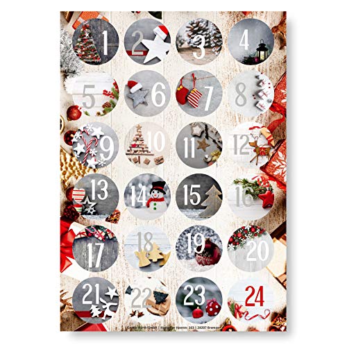 Adventskalender Aufkleber (Zahlen 1-24) - Sticker für Kalender zum selber basteln für Weihnachten - Adventskalenderzahlen Etiketten selbstklebend - Zahlenaufkleber - Nummern für Papiertüten - Rund von Gentle North