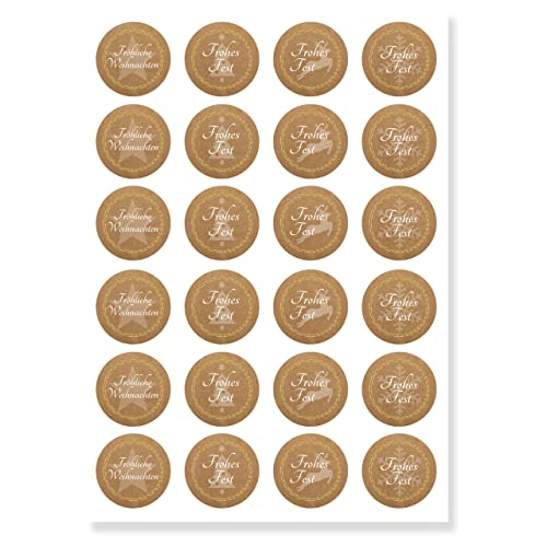 Aufkleber für Weihnachten (48 Sticker) - Weihnachtsaufkleber zum Beschriften für Geschenke - Weihnachtssticker Rund - Weihnachts Etiketten für Beschriftung - Selbstklebend - Kraftpapier-Optik Floral von Gentle North