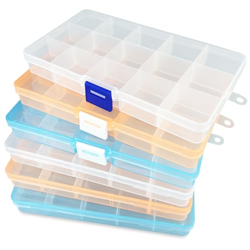 Gentpovth Universelle Sortierboxen, 2 Stück 8 Gitter Praktische Aufbewahrungsbox mit Deckel, Kleinteile Organizer, mit Verstellbaren Fächern, für Perlen, Plastic Saatgut, Schrauben und Schmuck von Gentpovth