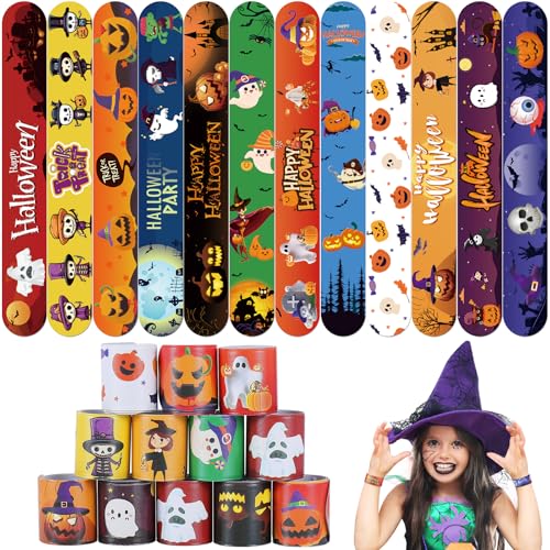 Halloween-Armbänder, 36 Stück, Partygeschenke für Kinder, Kürbis-Geist, Schnapparmband, Partyzubehör, Halloween-Geschenktütenfüller, Klassenzimmerpreise, Spielzeug, Süßes oder Saures, Geschenke für Halloween-Armbänder, 36 Stück, Partygeschenke für Kinder, Kürbis-Geist, Schnapparmband, Partyzubehör, Halloween-Geschenktütenfüller, Klassenzimmerpreise, Spielzeug, Süßes oder Saures, Geschenke für von Genuvi