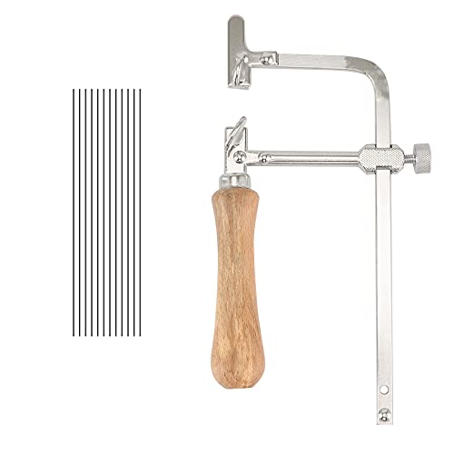 Geofray Coping Saw Stahlrahmen und 12 StüCk Durchmesser 1 Mm DrahtsäGe, PräZises Schneiden für, Metall, Kunststoff Usw. von Geofray