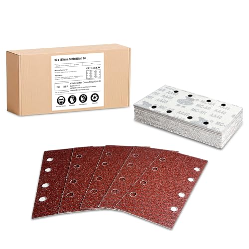 30 Stück Schleifblatt Set, 93 x 185 mm Schleifpapier Klett Körnung 40, 8 Löcher, Zubehör für Multischleifer, Schwingschleifer 30 Stück Schleifblatt Set, 93 x 185 mm Schleifpapier Klett Körnung 40, 8 Löcher, Zubehör für Multischleifer, Schwingschleifer von Geogieew