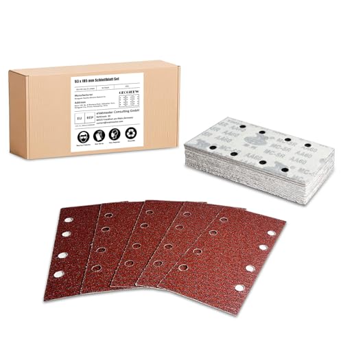 30 Stück Schleifblatt Set, 93 x 185 mm Schleifpapier Klett Körnung 60, 8 Löcher, Zubehör für Multischleifer, Schwingschleifer 30 Stück Schleifblatt Set, 93 x 185 mm Schleifpapier Klett Körnung 60, 8 Löcher, Zubehör für Multischleifer, Schwingschleifer von Geogieew