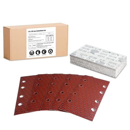 35 Stück Schleifblatt Set, 93 x 185 mm Schleifpapier Klett Körnung 120, 8 Löcher, Zubehör für Multischleifer, Schwingschleifer 35 Stück Schleifblatt Set, 93 x 185 mm Schleifpapier Klett Körnung 120, 8 Löcher, Zubehör für Multischleifer, Schwingschleifer von Geogieew