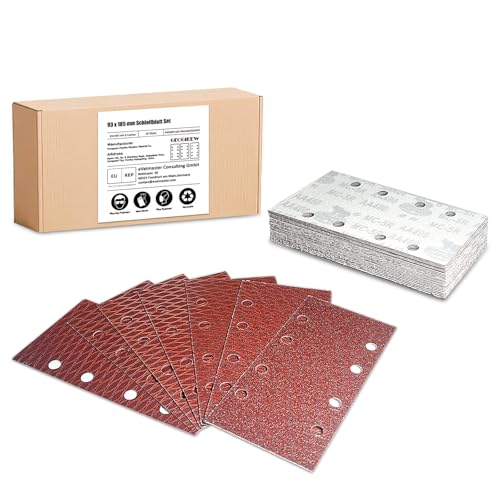 35 Stück Schleifblatt Set, 93 x 185 mm Schleifpapier Klett Körnung 40/80/120/180/240/320/400, 8 Löcher, Zubehör für Multischleifer, Schwingschleifer 35 Stück Schleifblatt Set, 93 x 185 mm Schleifpapier Klett Körnung 40/80/120/180/240/320/400, 8 Löcher, Zubehör für Multischleifer, Schwingschleifer von Geogieew