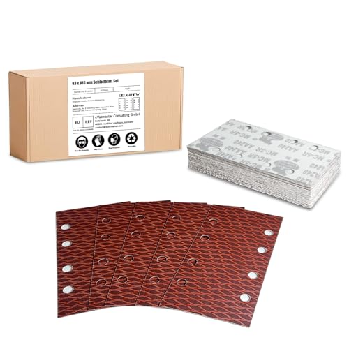 40 Stück Schleifblatt Set, 93 x 185 mm Schleifpapier Klett Körnung 240, 8 Löcher, Zubehör für Multischleifer, Schwingschleifer 40 Stück Schleifblatt Set, 93 x 185 mm Schleifpapier Klett Körnung 240, 8 Löcher, Zubehör für Multischleifer, Schwingschleifer von Geogieew