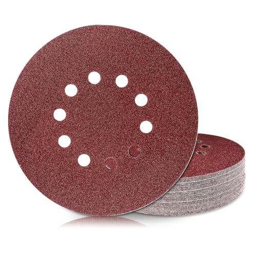 GEOGIEEW 50Stk 225mm Schleifpapier Klett, 40/60/80/120/240 Körnung 10 Loch, are Suitable for Langhalsschleifer, Trockenbauschleifer, and Giraffen Sanders von Geogieew