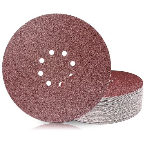 GEOGIEEW 50Stk 225mm Schleifpapier Klett, 40/60/80/120/240 Körnung 8 Loch, are Suitable for Langhalsschleifer, Trockenbauschleifer, and Giraffen Sanders von Geogieew