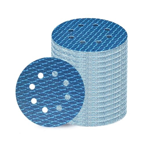 70Stk 125mm Schleifpapier Klett, 40 Körnung 8 Loch, Ideal für Schleifscheiben 125mm klett und Exzenterschleifer von Geogieew