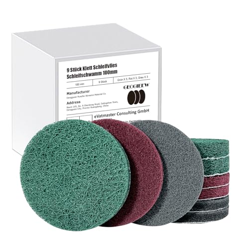 9 Stück Klett Schleifvlies, 3 Schleifschwamm 100mm, Polierschwamm für Exzenterschleifer Rot 9 Stück Klett Schleifvlies, 3 Schleifschwamm 100mm, Polierschwamm für Exzenterschleifer Rot von Geogieew