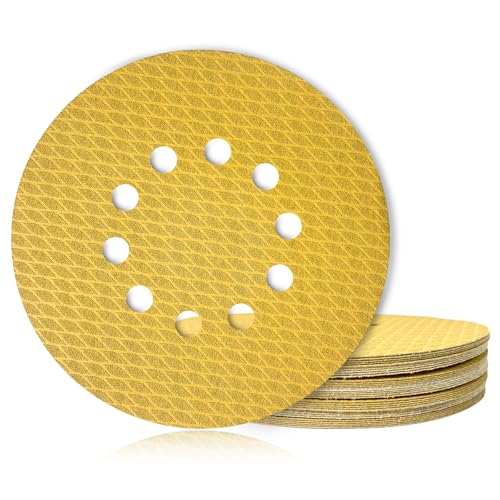 GEOGIEEW 50 Stück Schleifpapier 225mm Klett (Körnung 180) | Hochwertiges Schleifscheiben 10 Loch mit Aluminiumoxid & Latex-Papierbasis | Kompatibel mit Exzenterschleifer von Geogieew