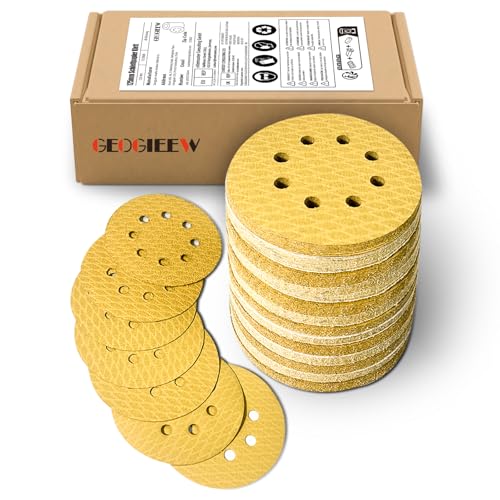 GEOGIEEW 80 Stück Schleifpapier 125mm Klett (Körnung 60/80/120/150/180/240/320/400) | Hochwertiges Schleifscheiben 8 Loch mit Aluminiumoxid & Latex-Papierbasis | Kompatibel mit Exzenterschleifer von Geogieew