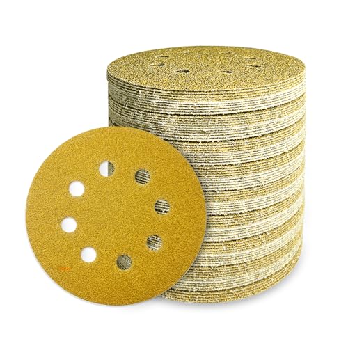 80 Stück 125mm Schleifpapier Klett 8 Loch schleifscheiben Set, für Rund Exzenterschleifer, Körnung 60-800 für Holz Metall und Farbe von Geogieew