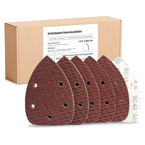 Schleifpapier Dreieckschleifer, 100 Stück Schleifpapier 140x90 mm Deltaschleifer Schleifpapier Klett 5 Loch Multischleifer Sandpapier 40-600 Körnung für Detailschleifer Schleifen Polieren Schleifpapier Dreieckschleifer, 100 Stück Schleifpapier 140x90 mm Deltaschleifer Schleifpapier Klett 5 Loch Multischleifer Sandpapier 40-600 Körnung für Detailschleifer Schleifen Polieren von Geogieew