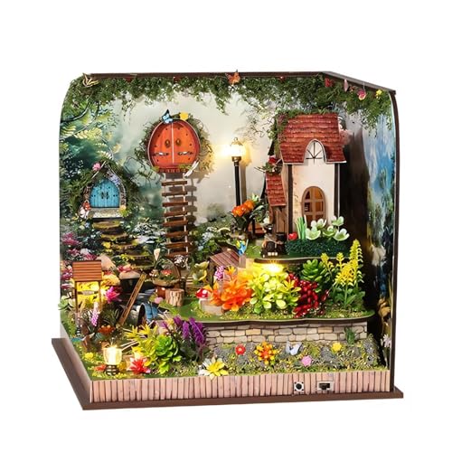 Geonoy Book Nook Kit – handgefertigtes Feenhaus, kreatives Buchecken-Bauset, Tischdekoration für Urlaub, Buchhandlung, Schlafzimmer, Bücherregal, Ausstellung, Klassenzimmer, Bibliothek von Geonoy