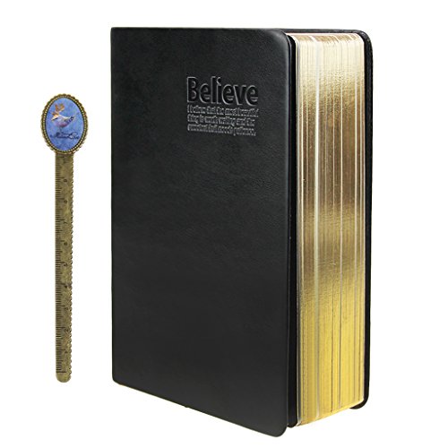LY® Notizbuch mit Einband aus weichem Kunstleder, dick 640 Seiten, liniert, im Format A5, Tagebuch, Notizbuch, Aufzeichnungen von Geschehnissen im Leben Gold Edge, 480 Blank Pages, Pocket von Georgie