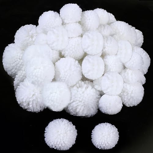 50 Stück weiße Garn-Pompons, Weihnachtsgarn, Pompons, Pompons, Pompons, Bälle für DIY, handgefertigt, Handwerk, Zuhause, Weihnachten, Erntedankfest, Party, Urlaub, hängende Dekorationen (weiß, 4,5 cm, von Geosar