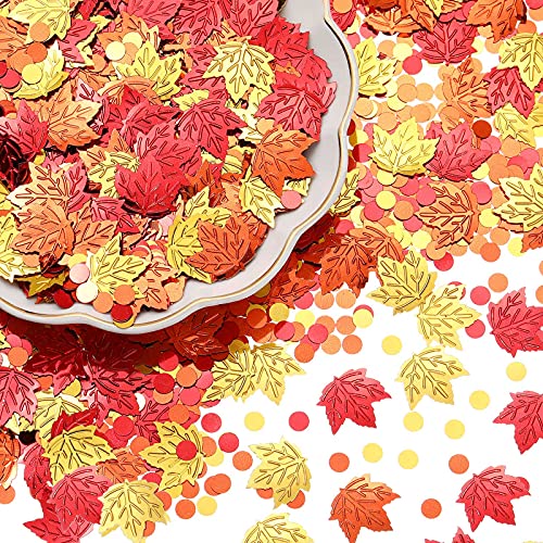 Geosar Halloween Konfetti Herbst Ahornblatt Konfetti Erntedankfest Party Folie Metallische Pailletten Herbst Tisch Streusel Baby Shower Party Dekoration, 3,5 Unzen/ 100 g von Geosar