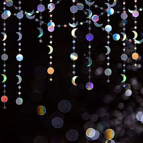 Irisierende Mond Stern Girlande Luftschlange, Bling Bling Silber Funkeln Stern Girlande Hängende Metallische Kreis Punkt Girlande für Mond Stern Geburtstag Kinderzimmer Hochzeit Party Irisierende Mond Stern Girlande Luftschlange, Bling Bling Silber Funkeln Stern Girlande Hängende Metallische Kreis Punkt Girlande für Mond Stern Geburtstag Kinderzimmer Hochzeit Party von Geosar