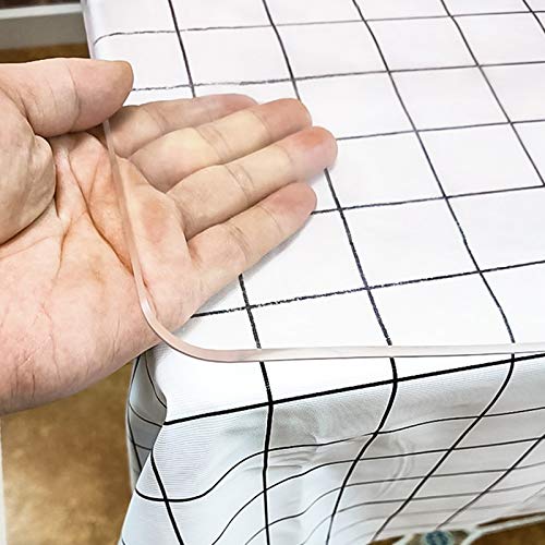 2mm Geruchloser Transparente Tischdecke,PVC Tabelle Beschützer,60 °Abgeschrägte Kante Tischdecke Tischfolie,Tischschutzfolie,für Beistelltisch/Nachttisch/Beistelltisch (70x120cm/28x47in) von Geovne