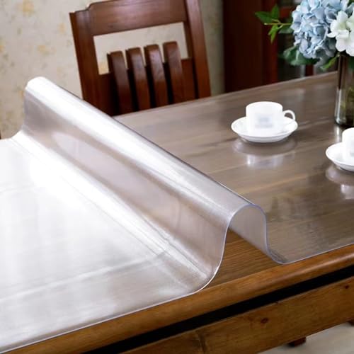 Geovne Matt Tischdecke Tischfolie,1mm Dicke Schutztischdecke,Transparente Tischdecke,PVC-Tabelle Beschützer,Wasserdicht,Ölbeständig,Kratzfest,für Familien mit Kindern (50x140cm/20x55in) von Geovne