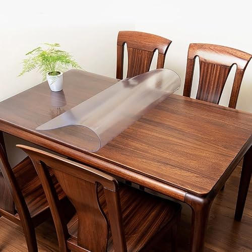 Geovne Mattierte Tischdecke Tischfolie,PVC-Schutztischdecke,Wasserdichter Transparente Tischdecke,Hitzebeständige Tabelle Beschützer,1,2mm Dick Tischwäsche,für Partys Camping (65x115cm/26x45in) von Geovne