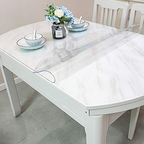 Geovne Rechtwinklige Ellipse Tabelle Beschützer,Leicht Zu Reinigende Tischdecke Tischfolie,Ovale Tischschutzfolie,Geruchlose PVC Glasklar Folie,für Büro,Computer,Schreibtisch (76x120cm/30x47in) von Geovne
