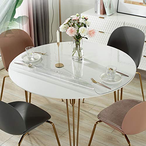 Geovne Rund Tischdecke Tischfolie,wasserdichte PVC-Transparente Tischdecke,Tabelle Beschützer Auf Dem Essbereich, Anti-Hot-Tischwäsche,Glasklar Folie,Dicke 1 mm (Rund 90cm/35in) von Geovne