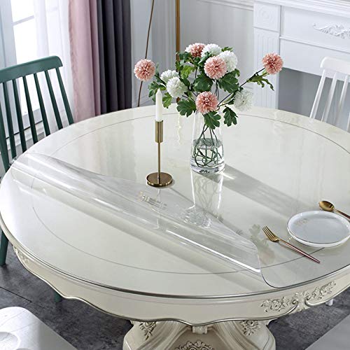 Geovne Tabelle Beschützer,Tischdecke Tischfolie Schutzfolie Tischschutz 2 mm Dick,Tischdecke Transparent Hitzebeständiges(Bis zu 176 ° F),Rund Tischschutz,für Esstisch,Küche (100cm/39in) von Geovne