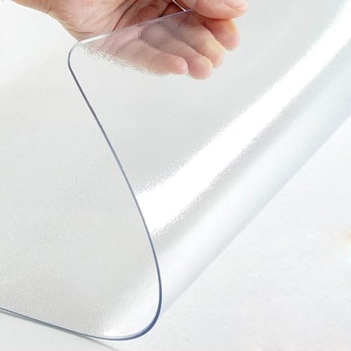 Geovne Tischdecke Tischfolie,Matt Schutztischdecke,Wasserdicht/Ölbeständig Transparente Tischdecke,Tabelle Beschützer mit Abgerundeten Ecken,für Büro und Computertisch,1mm Dick (80x160cm/31x63in) von Geovne