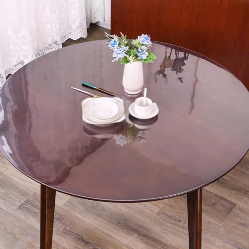 Geovne Transparente Tischdecke,Tischdecke Tischfolie,Wasserdichter/Ölbeständiger Schutztischdecke,PVC-Tabelle Beschützer,Runde Tischtuchrolle,für Büro und Computertisch,1mm Dick (Dia.120cm/47in) von Geovne