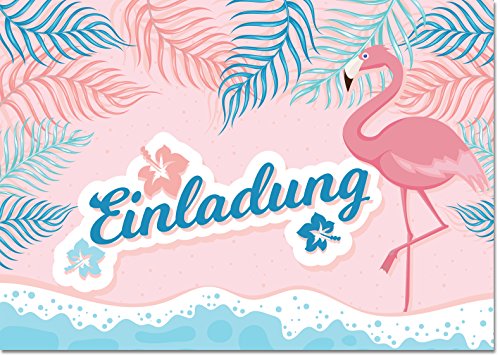12 Einladungen Flamingo Ohne Text / Einladungskarten Kindergeburtstag Ohne Innentext Passt zu Geburtstag, Poolparty, Gartenparty, Cocktailparty, Gartenfest von Gepard Solutions