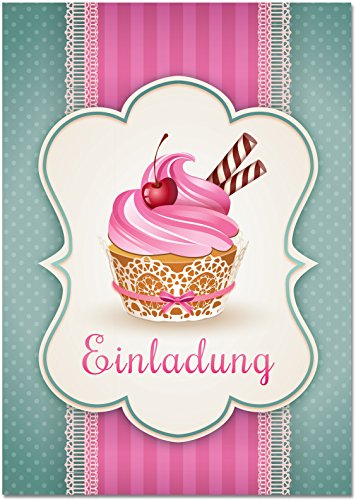 Einladungskarten mit Motiv Muffin / Cupcake ohne Einladungstext. Einladungen passen zum Geburtstag / Kindergeburtstag / Kochen / Backen Party (Ohne Umschläge) von Gepard Solutions