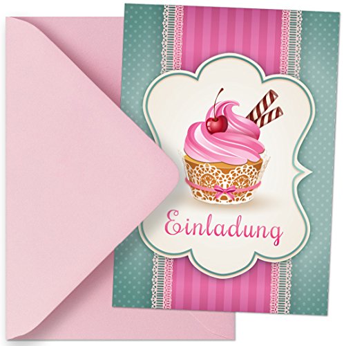 Einladungskarten mit Motiv Muffins / Cupcakes. Einladungen passen zum Geburtstag / Kindergeburtstag / Party / Kochparty / Backparty (Mit passenden Umschlägen) von Gepard Solutions