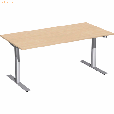 Geramöbel Elektro-Hubtisch S-08F1608-BS 160x80x65-125cm buche/silber von Geramöbel