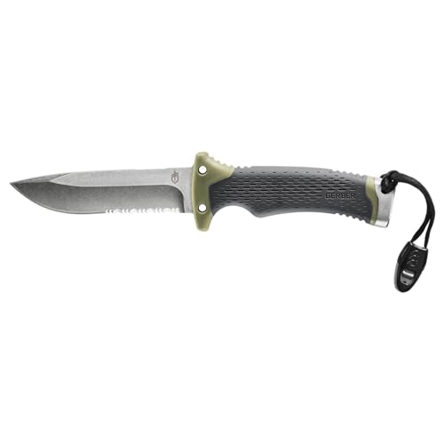 Gerber Outdoor/Survival-Messer mit Teilwellenschliff, Ultimate Survival Fixed, Klingenlänge: 12 cm, Rostfreier Stahl, 30-001830 von Gerber