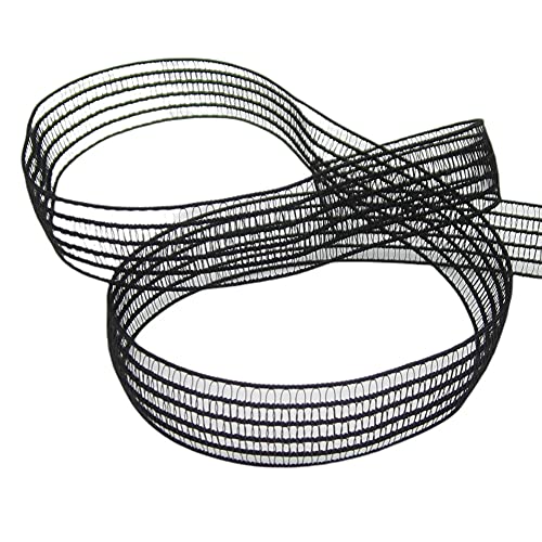 Gittergummiband Smokeband 13mm breit elastisch gummi Meterware, 1meter (schwarz, 19mm breit) von Gerhardt