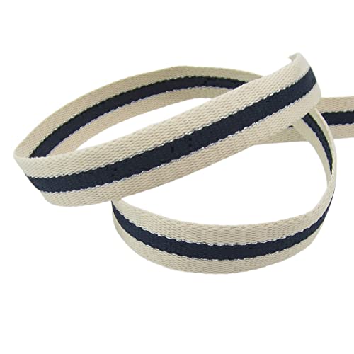 Gurtband 30mm breit, Baumwolle mit goldenen oder silbernen und einem farbigen Streifen 1 Meter (marineblau-silber) von Gerhardt