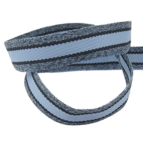 Gurtband meliert Streifen Polyester 40mm brei, für Taschen nähen Meterware 1 Meter (blau-schwarz) von Gerhardt