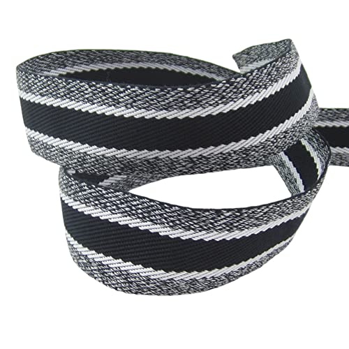 Gurtband meliert Streifen Polyester 40mm brei, für Taschen nähen Meterware 1 Meter (schwarz-weiß) von Gerhardt