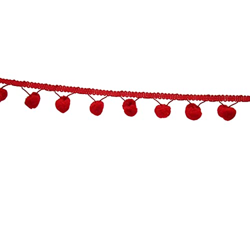 Pompomborte 30mm breit, davon 10mm Bommel, Nähen, Meterware, 1meter (rot) von Gerhardt