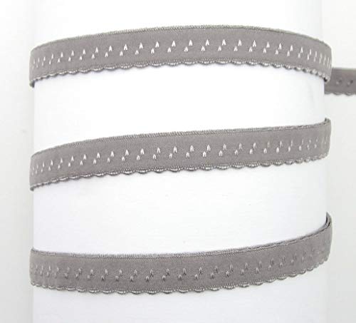 Schrägband elastisch, 12mm, vorgefalzt, Gummi, Elastic, nähen, Meterware, 1meter (grau) von Gerhardt